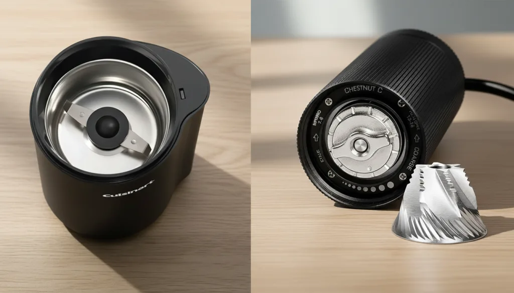 Comparação entre moedor de lâmina e moedor de mó cônica para café especial